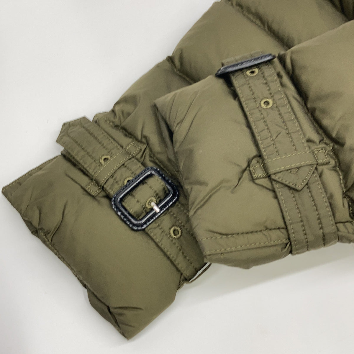 BURBERRY 8007304 Khaki quilted hooded long down coat Coat