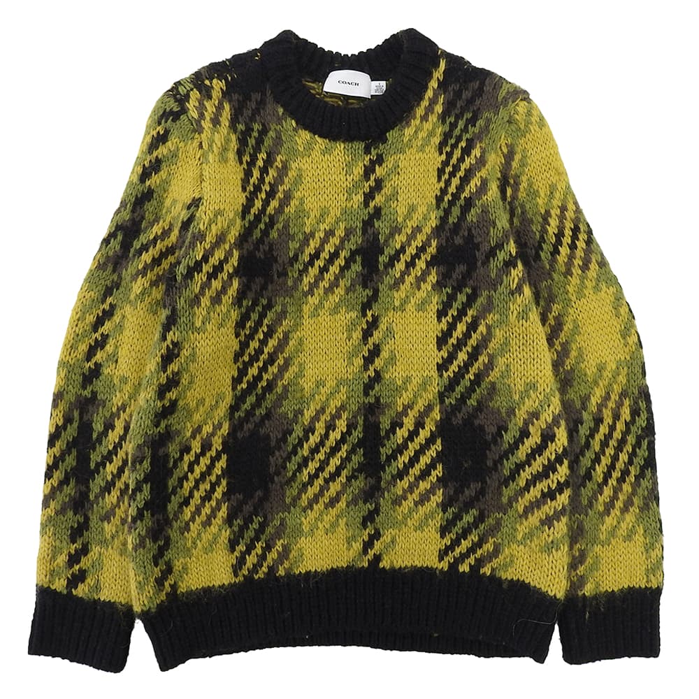Plaid Sweater Top for Women - Green, S (CF041)
