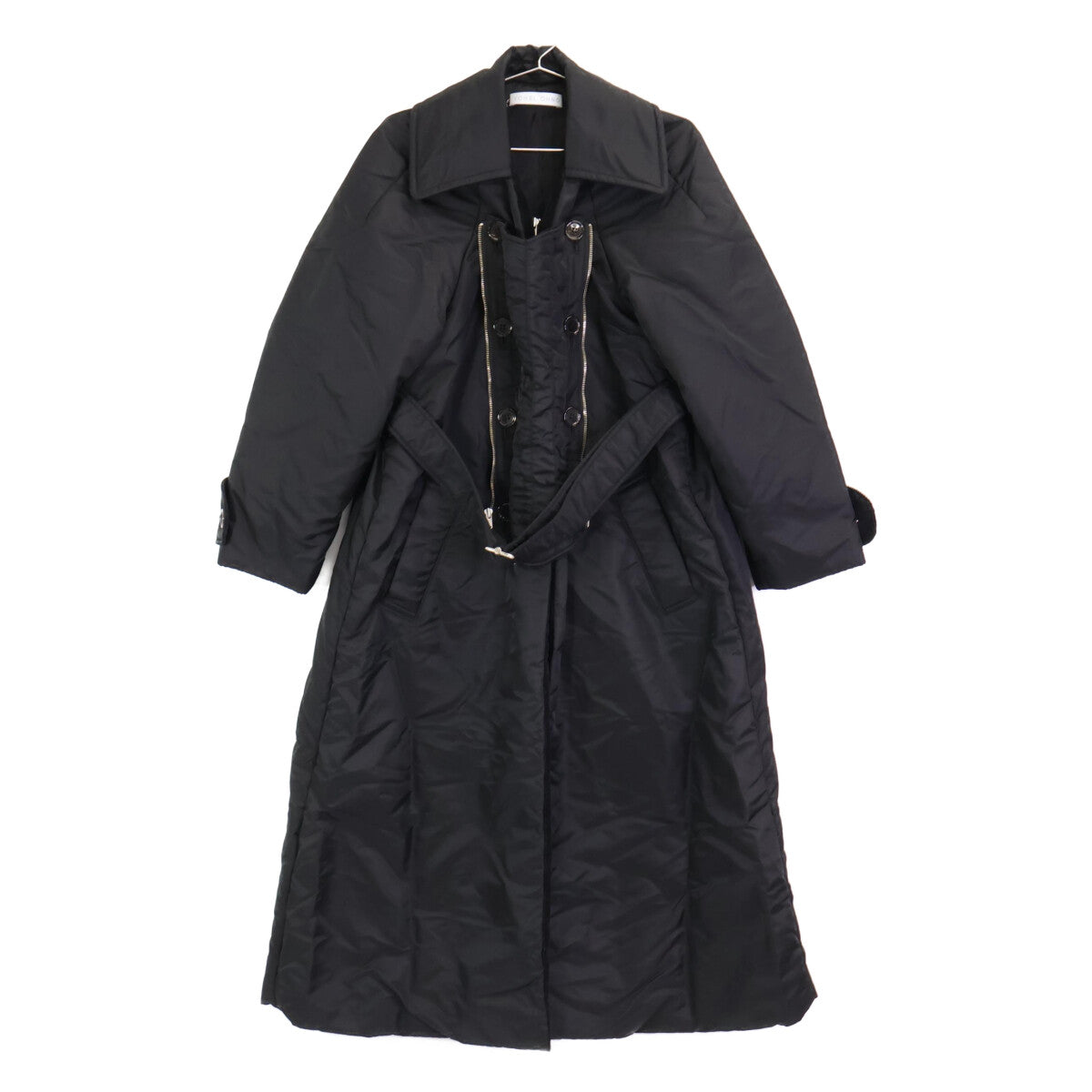 Black corduroy switching quilted patch design padded coat Coat 36 ladies