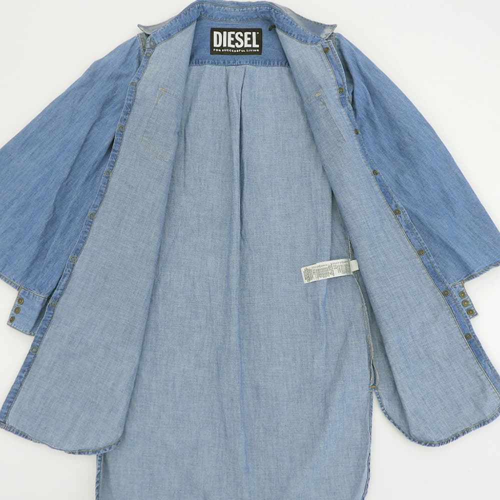 Laminate Design Kimono Sleeve Denim Shirt Dress Women's Indigo XS Dress XS Women's