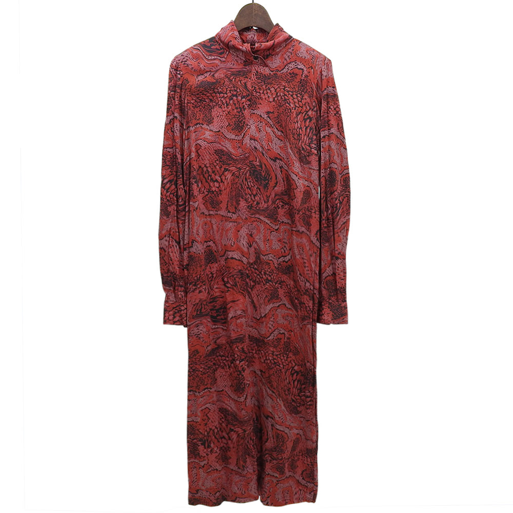 美品 蟒蛇纹 丝绸混纺缎面连衣裙 女士 红色 32 连衣裙 32 女士