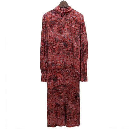美品 蟒蛇纹 丝绸混纺缎面连衣裙 女士 红色 32 连衣裙 32 女士