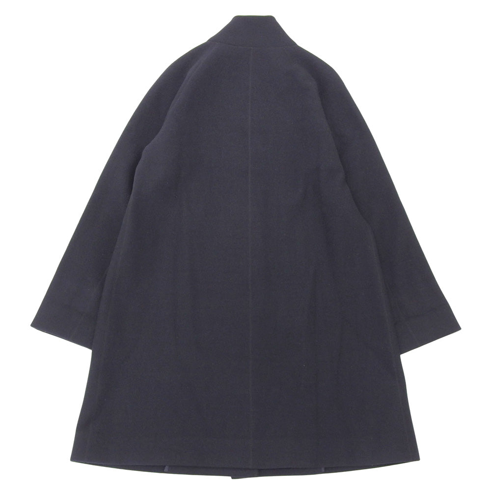 Excellent condition Super 140's 100% Wool Stand Collar Coat Women's Navy 34 T1B50-027-29 Coat 34 Women's