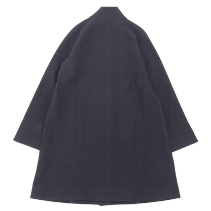Excellent condition Super 140's 100% Wool Stand Collar Coat Women's Navy 34 T1B50-027-29 Coat 34 Women's