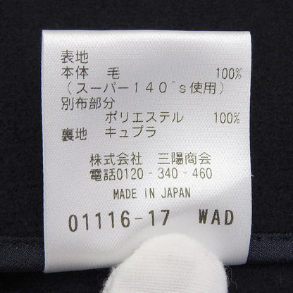 SANYO サンヨー 美品 スーパー140's ウール100% スタンドカラーコート レディース ネイビー 34 T1B50-027-29 コート