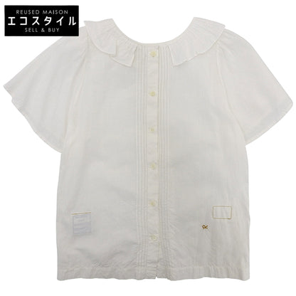 45R Forty Five R Cotton India Khadi Frill Collar Blouse Top Ladies White 70730102 Tops