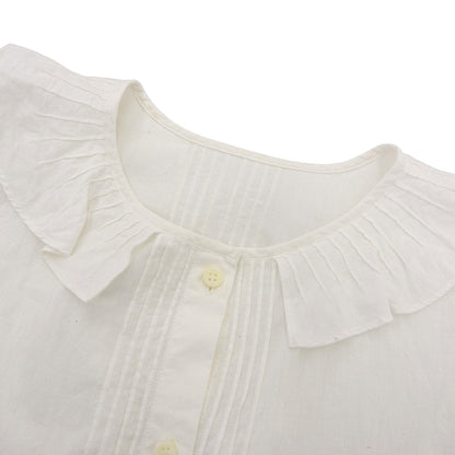 45R Forty Five R Cotton India Khadi Frill Collar Blouse Top Ladies White 70730102 Tops