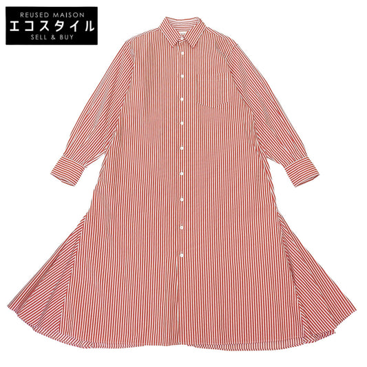 ストライプ リバー フィッシュテール シャツドレス ワンピース レッド×ホワイト 36 1125106004 ワンピース 36 レディース