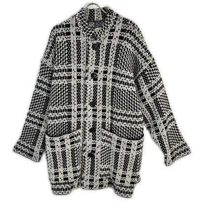 Black x White Stand Collar Knit Jacket Jacket F Men's