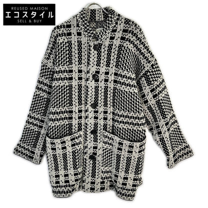 Black x White Stand Collar Knit Jacket Jacket F Men's