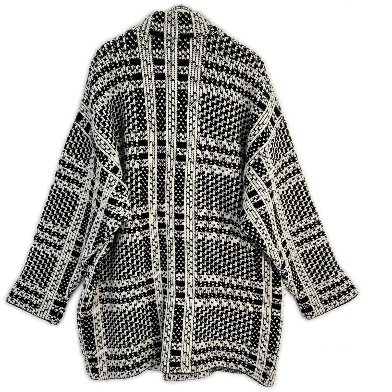 Black x White Stand Collar Knit Jacket Jacket F Men's