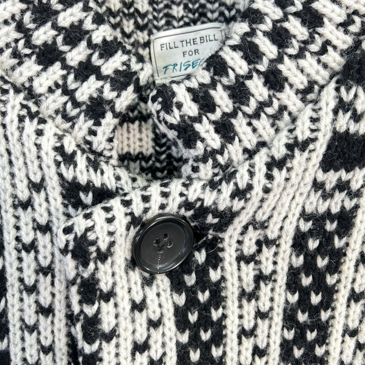 Black x White Stand Collar Knit Jacket Jacket F Men's