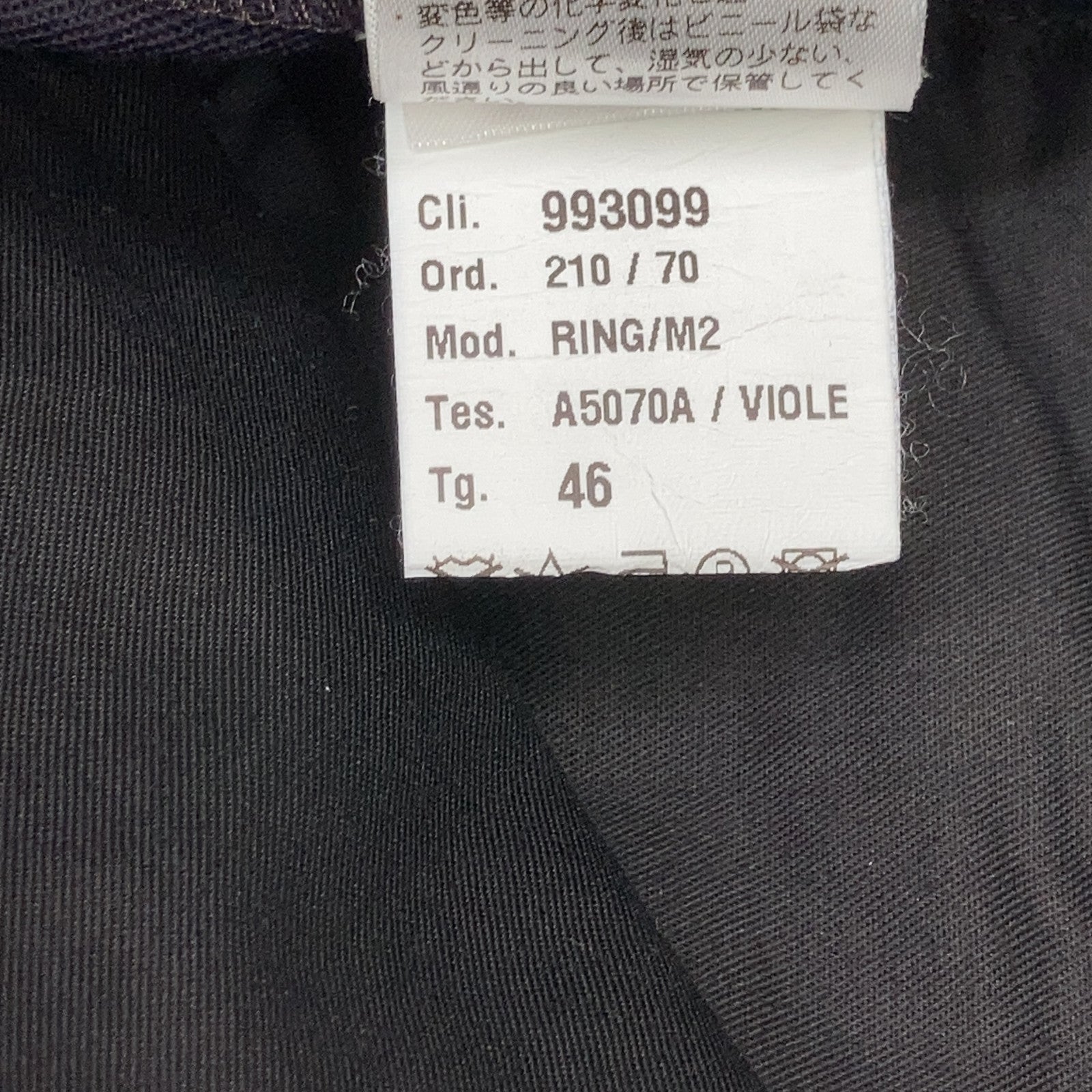 [ring bespoke] A5070A Purple MASACCIO Wool Stretch Saxony 1-Pleat Pants Bottoms 46 Men's