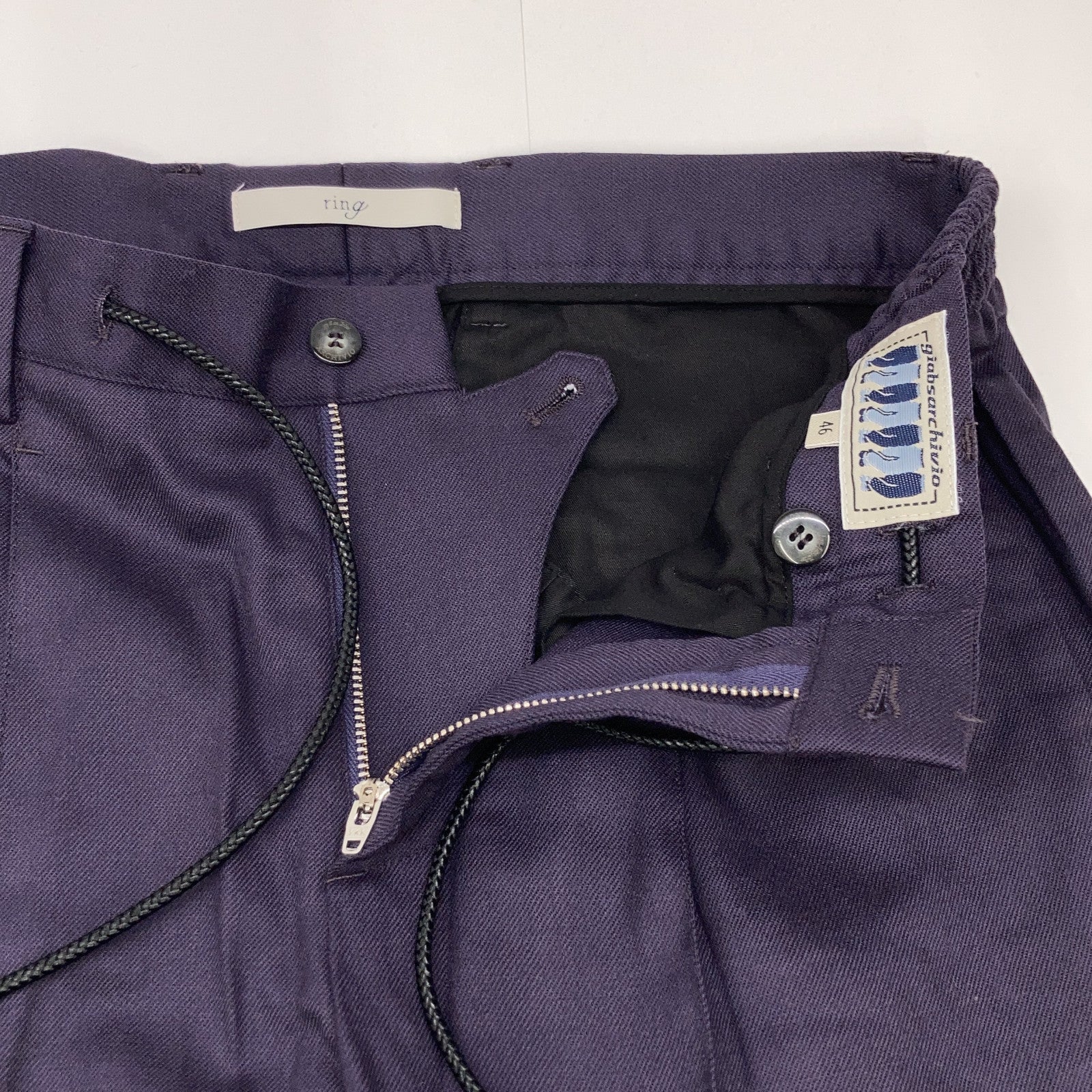 [ring bespoke] A5070A Purple MASACCIO Wool Stretch Saxony 1-Pleat Pants Bottoms 46 Men's