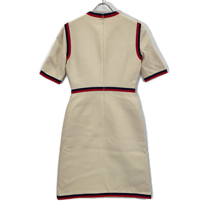 GUCCI 475850 2018 White Interlocking G Pearl Button Web Trim Dress
