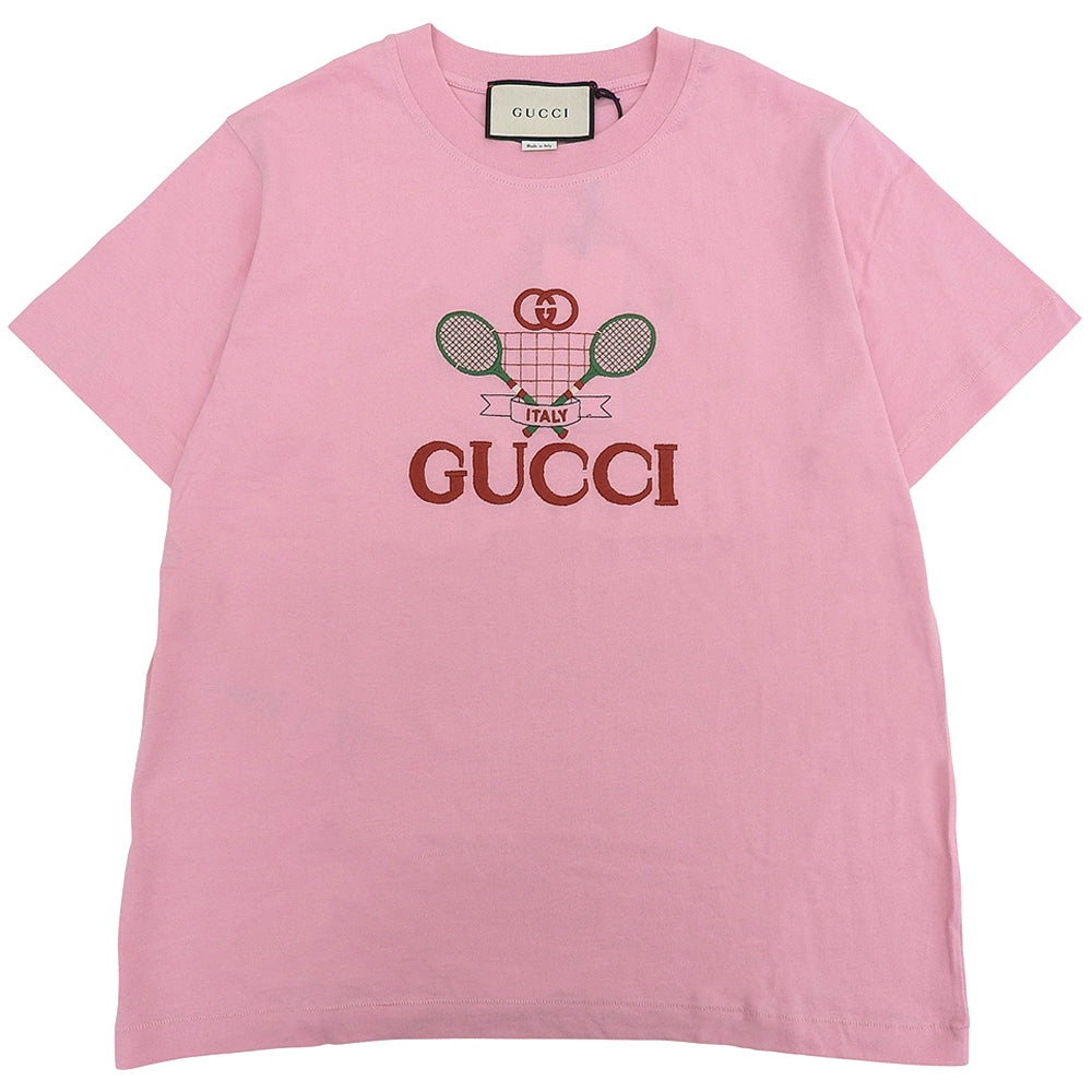 Gucci New Tennis Embroidery Logo T-shirt Top Women's Pink S 580762 Top