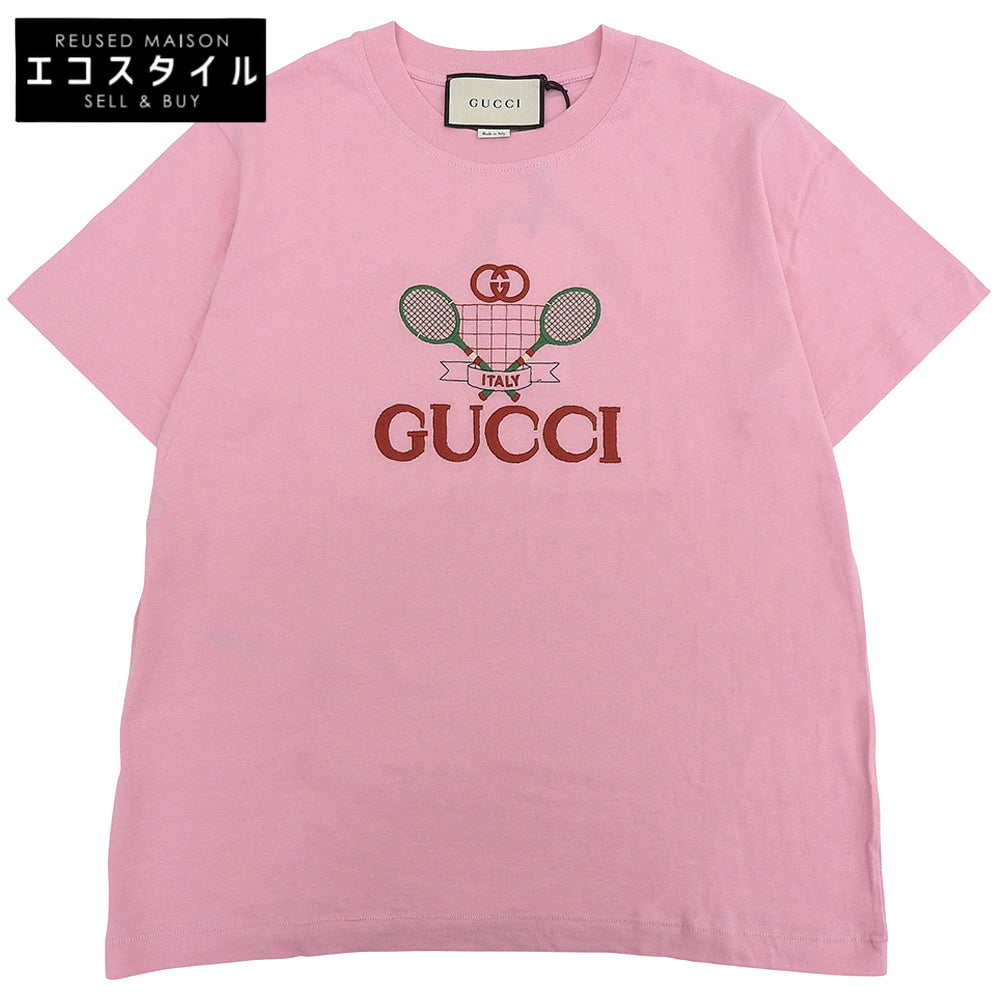 Gucci New Tennis Embroidery Logo T-shirt Top Women's Pink S 580762 Top