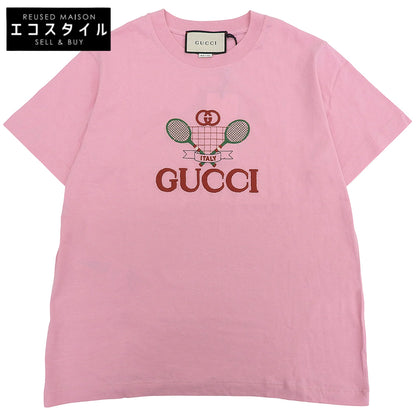 Gucci New Tennis Embroidery Logo T-shirt Top Women's Pink S 580762 Top