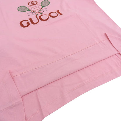 Gucci New Tennis Embroidery Logo T-shirt Top Women's Pink S 580762 Top