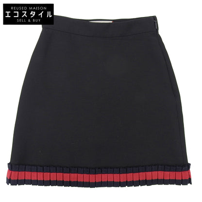 GUCCI Knit Line Frill Mini Skirt Women's Black 36 453892 2016 Skirt