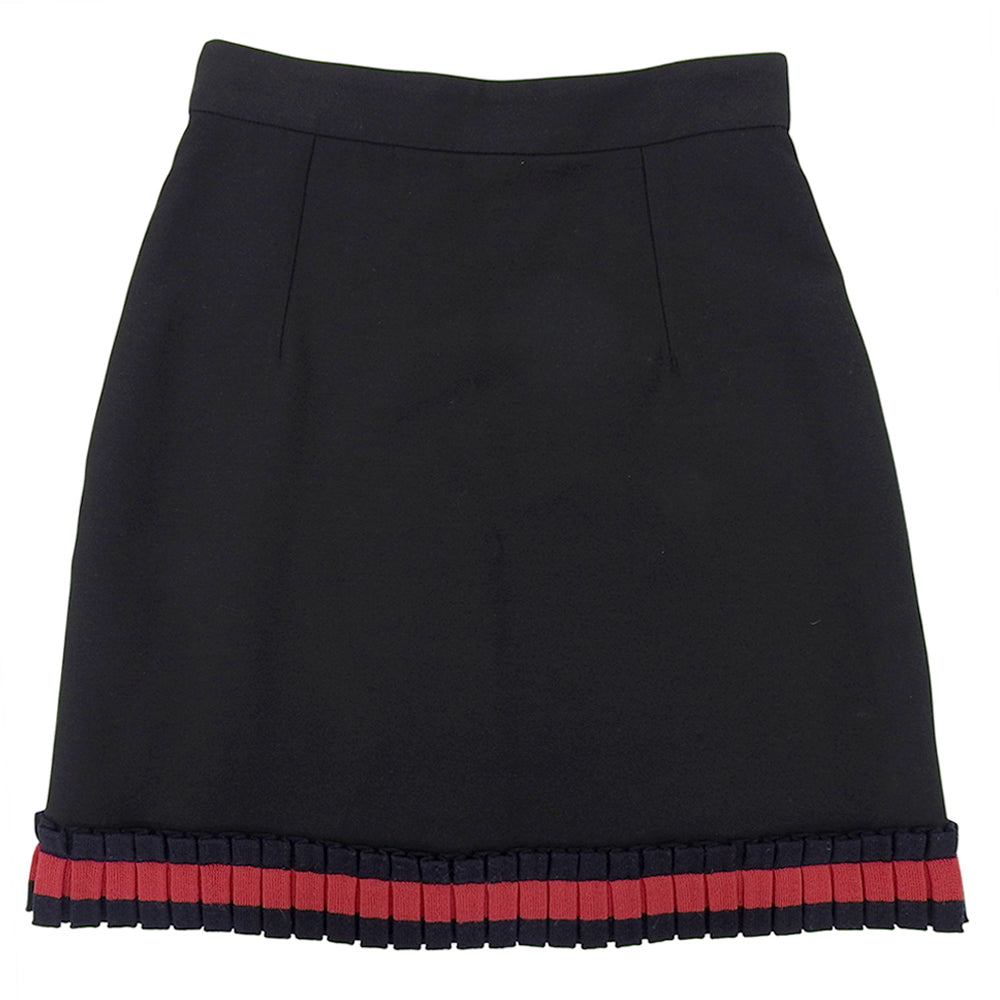 GUCCI Knit Line Frill Mini Skirt Women's Black 36 453892 2016 Skirt