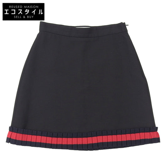 GUCCI Silk Cotton Knit-Lined Ruffle Mini Skirt Women's Black 40 453892 2016 Skirt