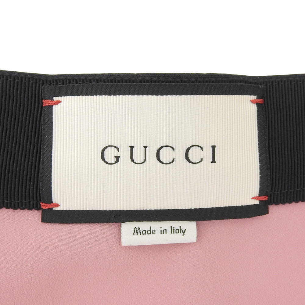 GUCCI 古驰 真丝 棉 针织荷叶边迷你裙 女士 黑色 40 453892 16年 半身裙