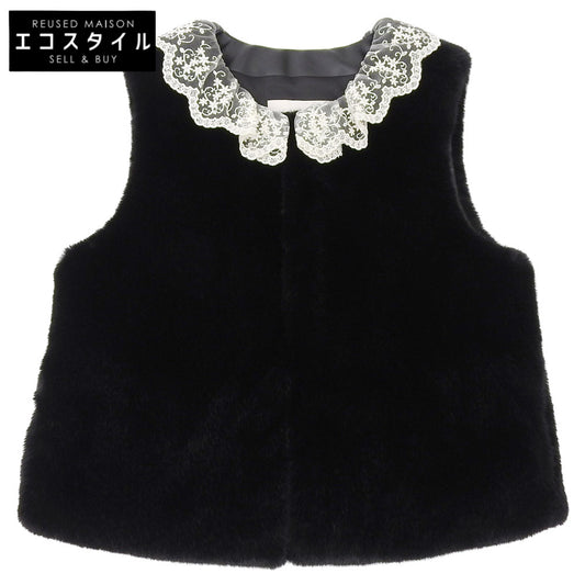 LEMONPLET レモンプレット FAUX FUR KIRE LACE DETAIL VEST エコファーベスト レディース ブラック S ベスト
