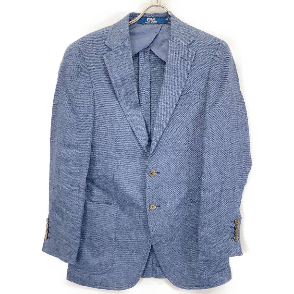 715966562001 Blue Linen x Rayon x Wool Modern Fit Center Vent 3B Tailored Jacket Jacket 34R Men's