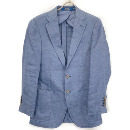 715966562001 Blue Linen x Rayon x Wool Modern Fit Center Vent 3B Tailored Jacket Jacket 34R Men's