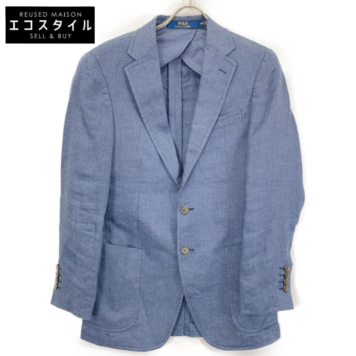 715966562001 Blue Linen x Rayon x Wool Modern Fit Center Vent 3B Tailored Jacket Jacket 34R Men's