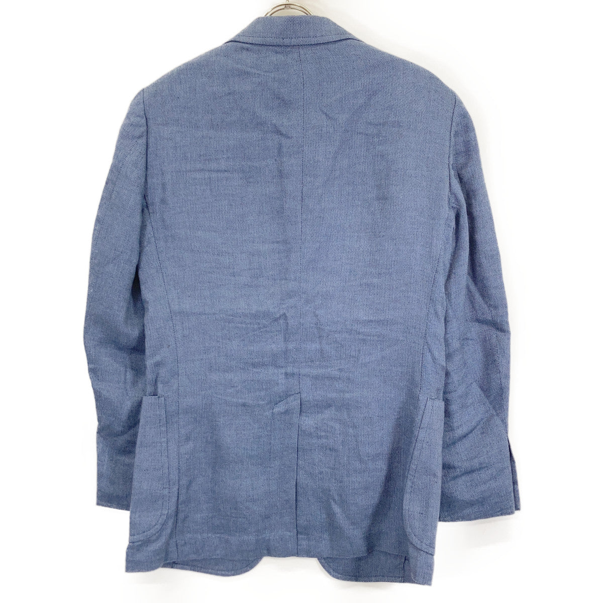 715966562001 Blue Linen x Rayon x Wool Modern Fit Center Vent 3B Tailored Jacket Jacket 34R Men's