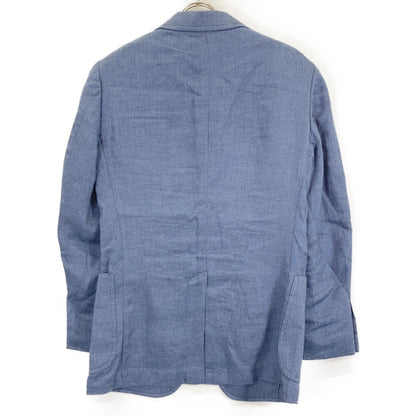715966562001 Blue Linen x Rayon x Wool Modern Fit Center Vent 3B Tailored Jacket Jacket 34R Men's