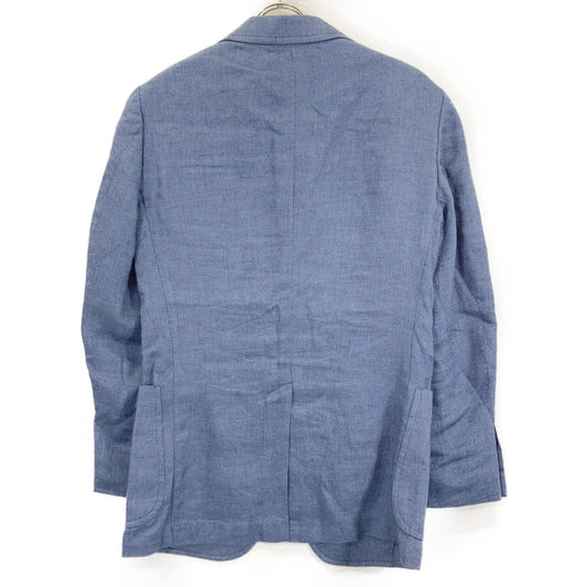 715966562001 Blue Linen x Rayon x Wool Modern Fit Center Vent 3B Tailored Jacket Jacket 34R Men's