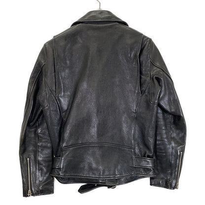 1715402811 Black Lambskin Vintage Leather Double Rider Jacket 170 Men's