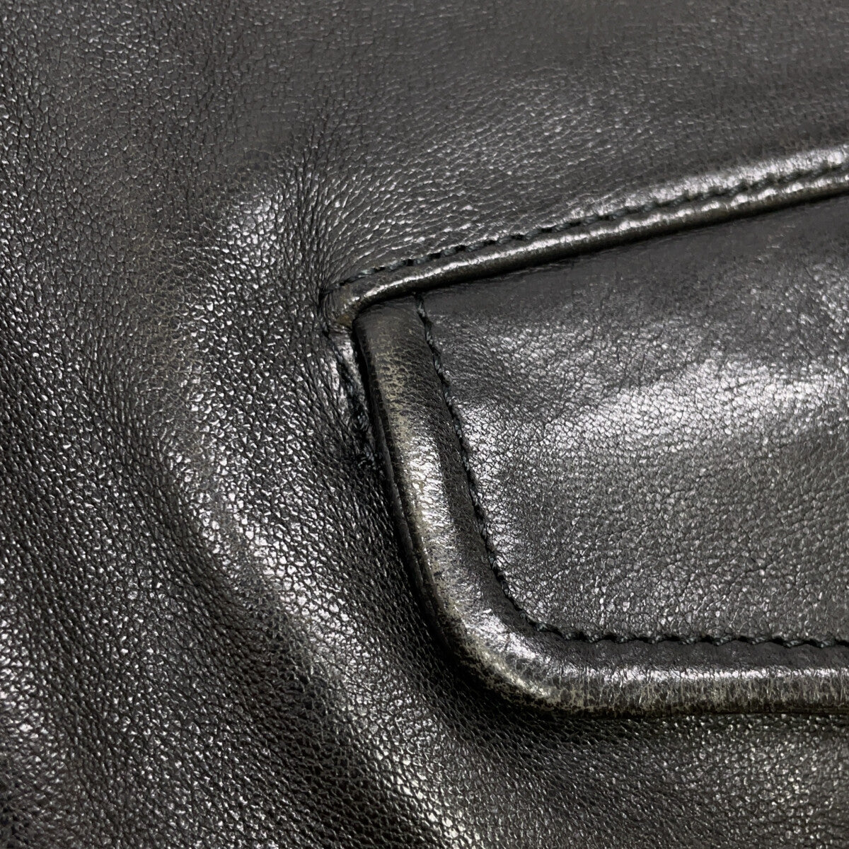 1715402811 Black Lambskin Vintage Leather Double Rider Jacket 170 Men's