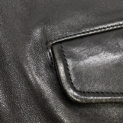 1715402811 Black Lambskin Vintage Leather Double Rider Jacket 170 Men's