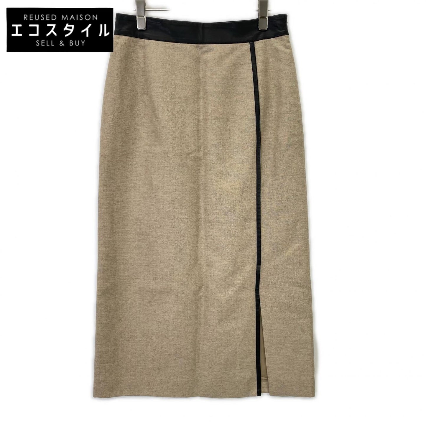 ADORE 531-2120503 Beige x Black Linen Blend Piping Tight Skirt Skirt 38 Ladies