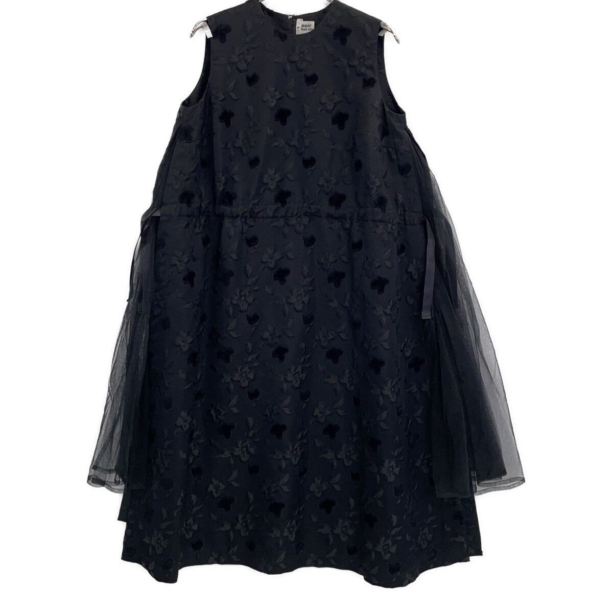 noir kei ninomiya 川久保玲 【美品】AD2019 3D-O011 花卉提花 薄纱拼接 无袖连衣裙