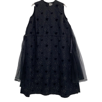 noir kei ninomiya 川久保玲 【美品】AD2019 3D-O011 花卉提花 薄纱拼接 无袖连衣裙