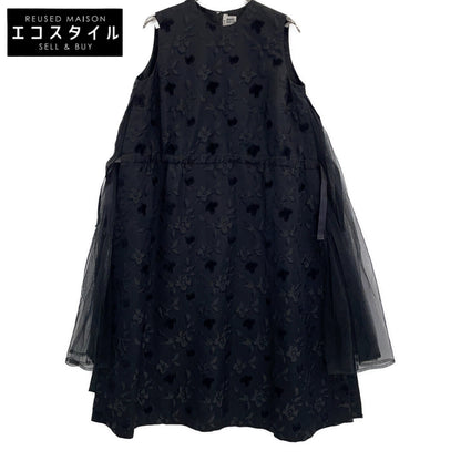 noir kei ninomiya 川久保玲 【美品】AD2019 3D-O011 花卉提花 薄纱拼接 无袖连衣裙
