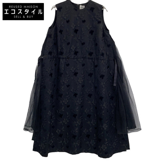 noir kei ninomiya 【Mint condition】AD2019 3D-O011 Floral Jacquard Tulle Panel Sleeveless Dress