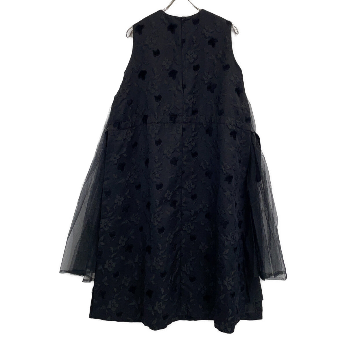 noir kei ninomiya 川久保玲 【美品】AD2019 3D-O011 花卉提花 薄纱拼接 无袖连衣裙