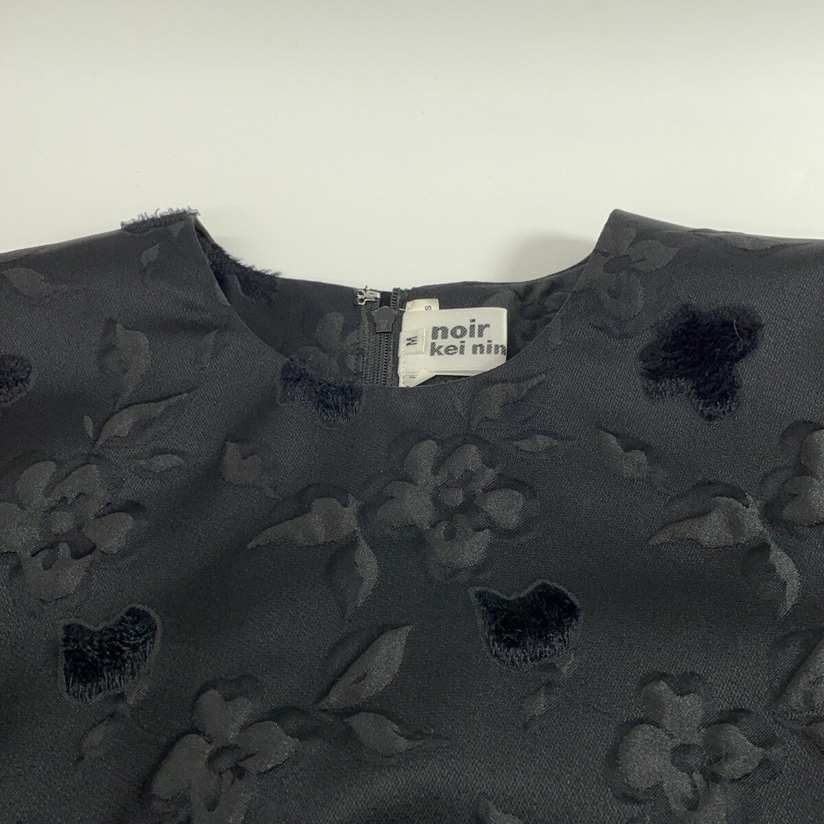 noir kei ninomiya 川久保玲 【美品】AD2019 3D-O011 花卉提花 薄纱拼接 无袖连衣裙