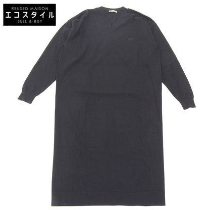 BALENCIAGA 巴黎世家 羊毛 BB标志刺绣 V领针织连衣裙 女士 黑色 S 599890 19年 连衣裙