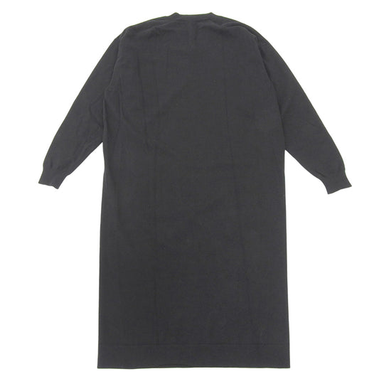 BALENCIAGA Wool BB Logo Embroidered V-Neck Knit Dress Women's Black S 599890 19 Dress
