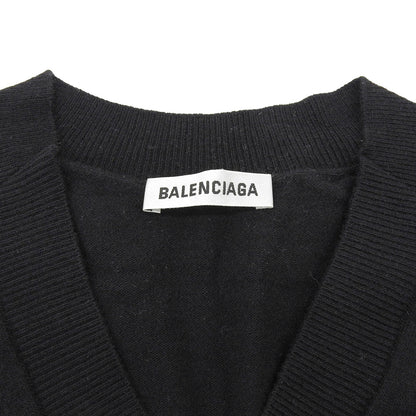 BALENCIAGA 巴黎世家 羊毛 BB标志刺绣 V领针织连衣裙 女士 黑色 S 599890 19年 连衣裙