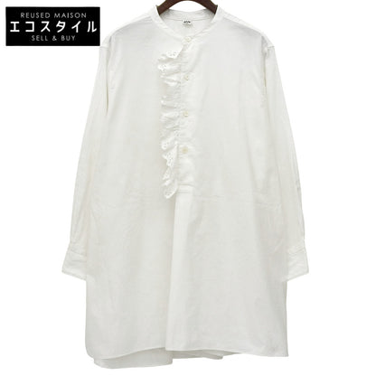 45R Forty Five R Like New Cotton Cutwork Lace Frill Tunic Shirt Blouse Top Women's White 1 5123027 Top