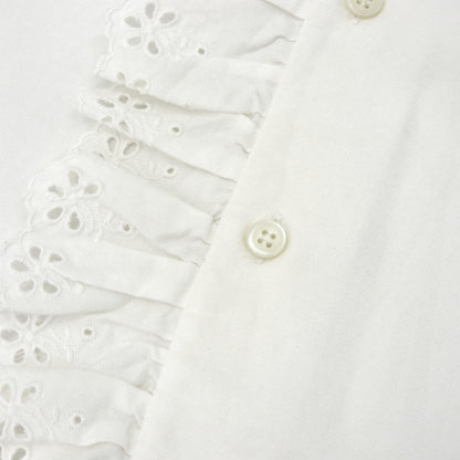 45R Forty Five R Like New Cotton Cutwork Lace Frill Tunic Shirt Blouse Top Women's White 1 5123027 Top