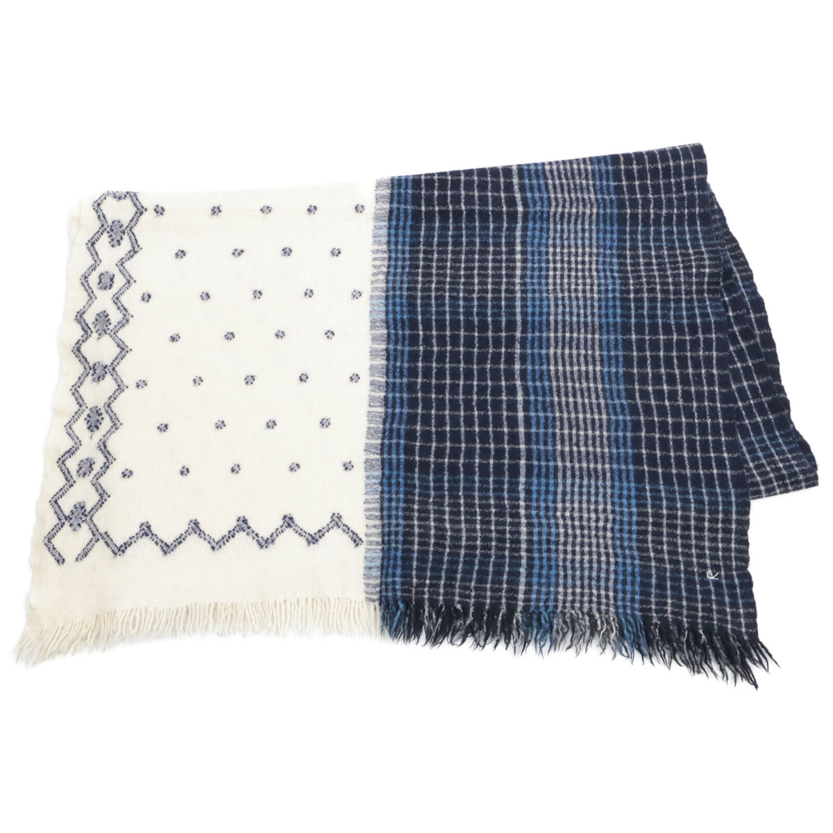 45R Wool-cashmere check and jamdani stole